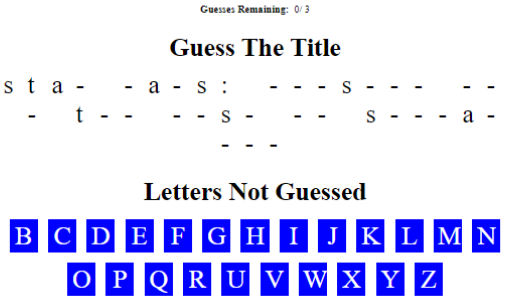 Guess the Letters gameplay